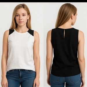 Vicinity black and white sleeveless blouse size medium
